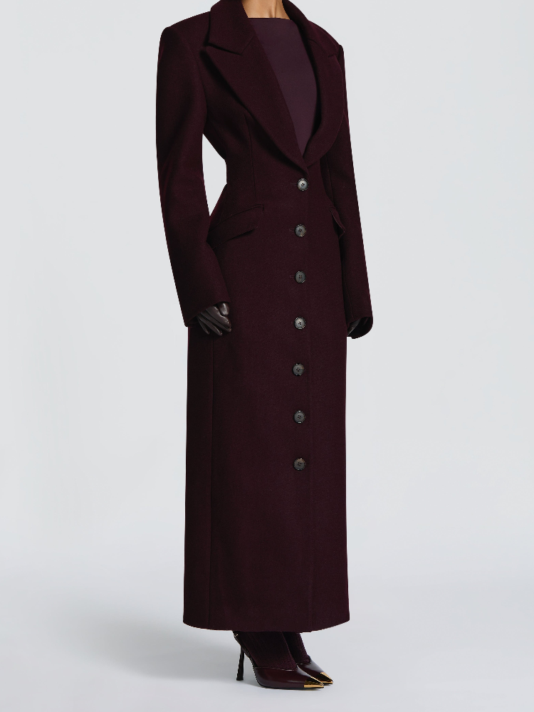 Manteau Long pour femmes, Slim, col en V, simple boutonnage, pardessus avec épaulettes, vestes Maxi avec ceinture, vêtements d'extérieur pour dames, nouvelle collection hiver 2025