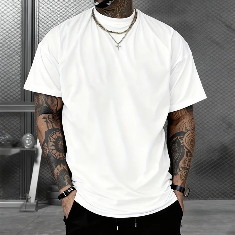 T-shirt homme haute qualité 100% coton col rond manches courtes classique noir blanc couleur Pure t-shirts printemps été décontracté dessus frais
