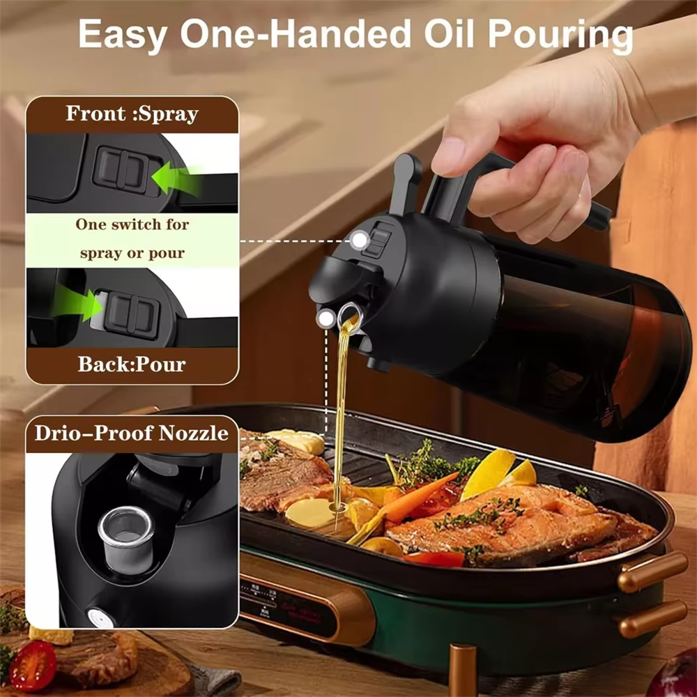 Bouteille pulvérisateur d'huile d'olive, pulvérisateur de cuisine en verre intégré pour pulvériser et verser, 16 onces / 470 ml