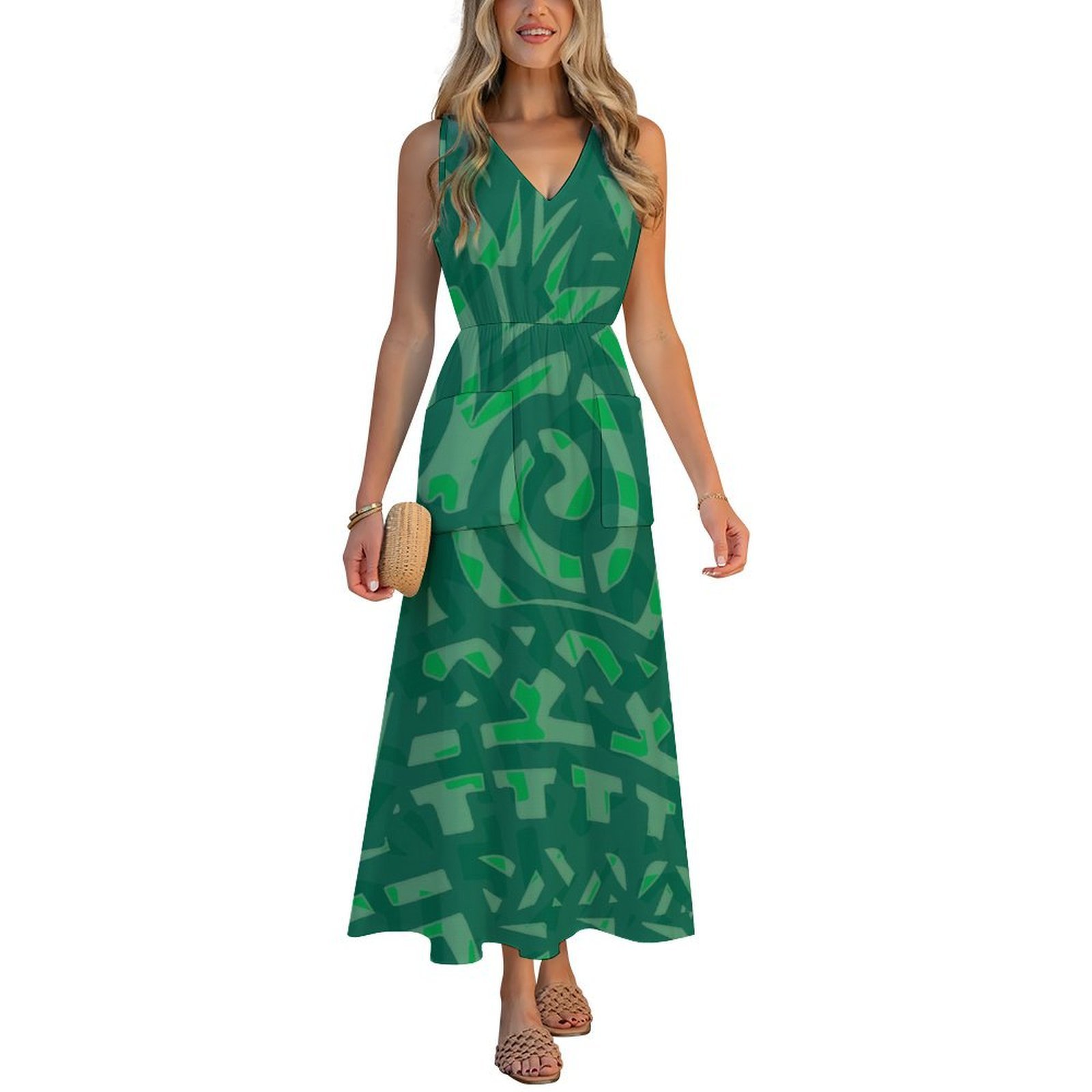 Robe de plage imprimée de Style polynésien, col en v, robe Slim à motif personnalisable