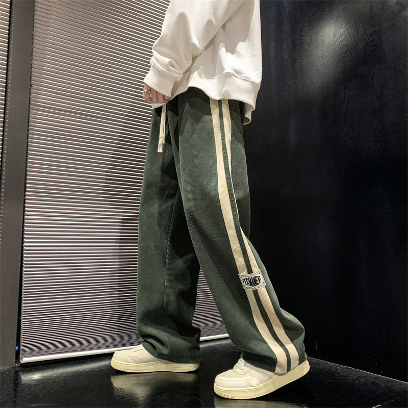 Pantalon décontracté en velours côtelé pour hommes, salopette ample de Style coréen, pantalon droit à jambes larges, Streetwear pour Couple, nouveau pantalon de survêtement, 2024
