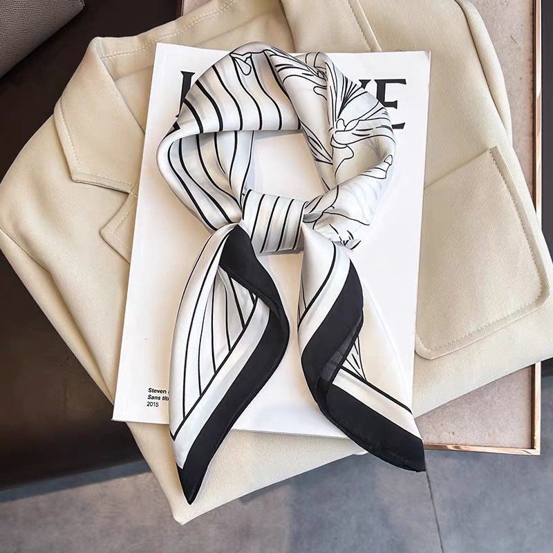 Nouvelle mode marque de luxe 70 cm foulard carré en soie femmes Satin châle enveloppement Hijab Echarpe cou cravate femme cheveux Bandana foulard