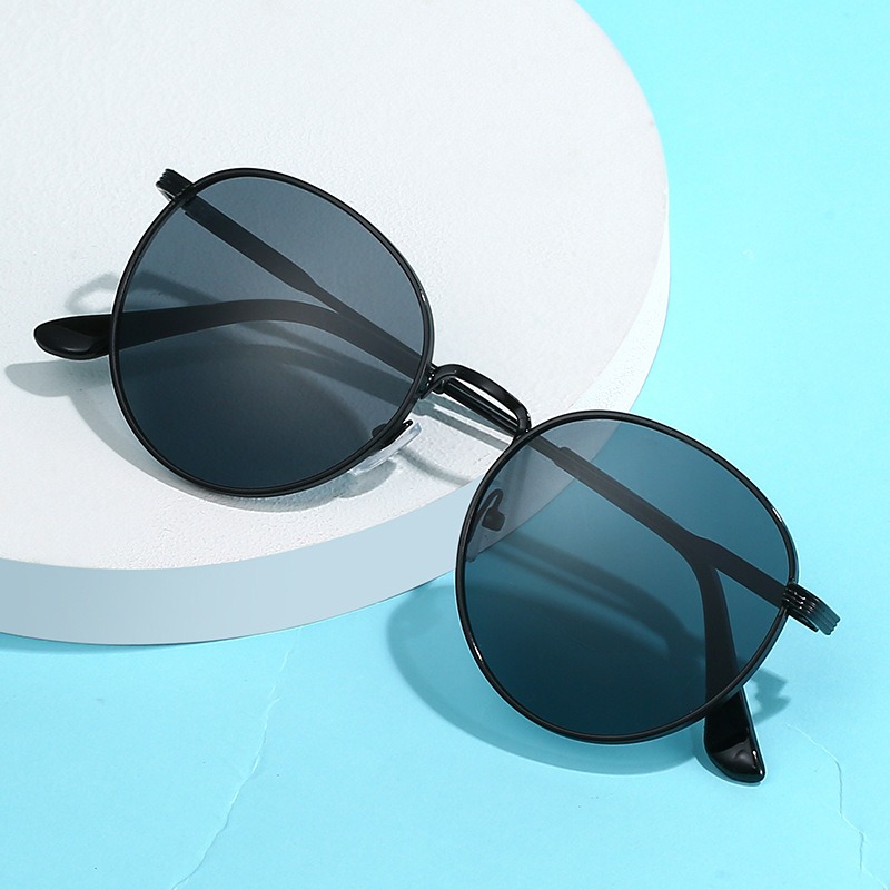 Lunettes de soleil rondes tendance, style vintage, hippie, protection UV, monture en métal, pour femmes et hommes