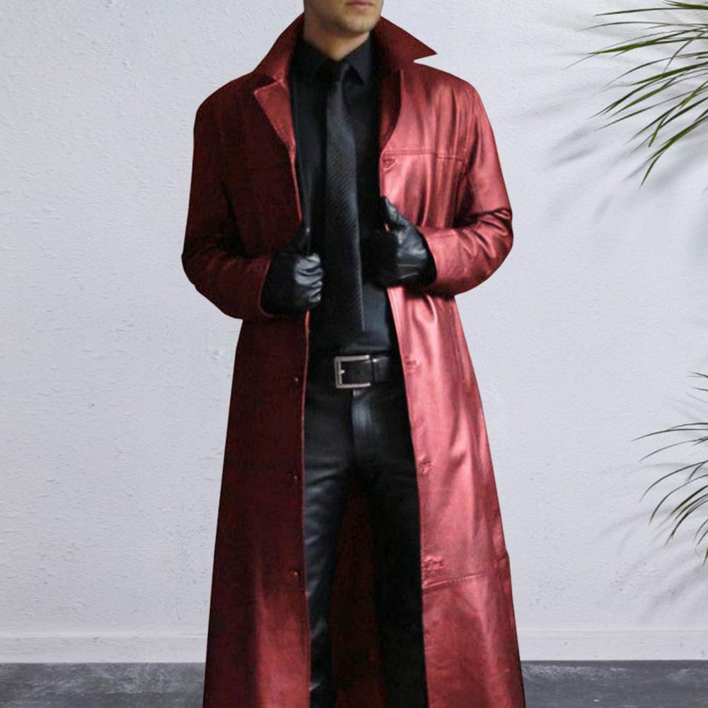 Vestes longues gothiques steampunk médiévales pour hommes, manteau en similicuir, mode vintage, luxe, hiver