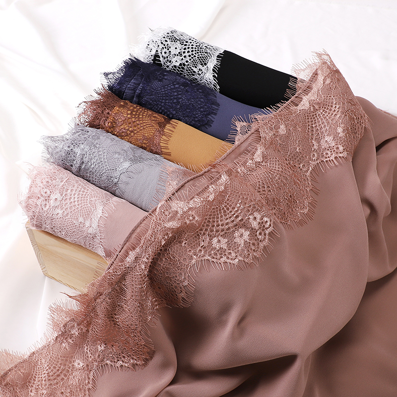Hijab en dentelle douce de style mariage musulman, foulard islamique uni, châle en mousseline de qualité supérieure, turban, couvre-chef, bandeau, foulard