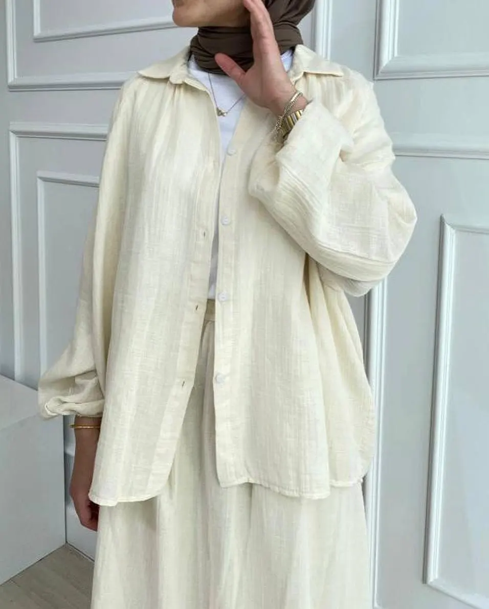 Ensemble chemise et jupe à manches longues pour femmes musulmanes, 2 pièces, Eid, élégant, Abaya, Dubaï, Turquie, islamique, décontracté, couleur unie, document, mode