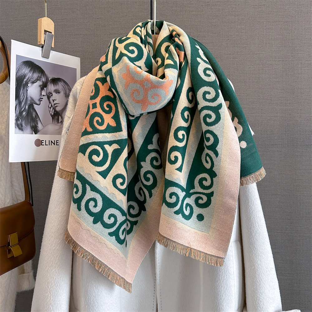 Écharpe de luxe en cachemire pour femme, châle imprimé, paréo doux, Poncho élégant, couverture épaisse et chaude, Pashmina, hiver