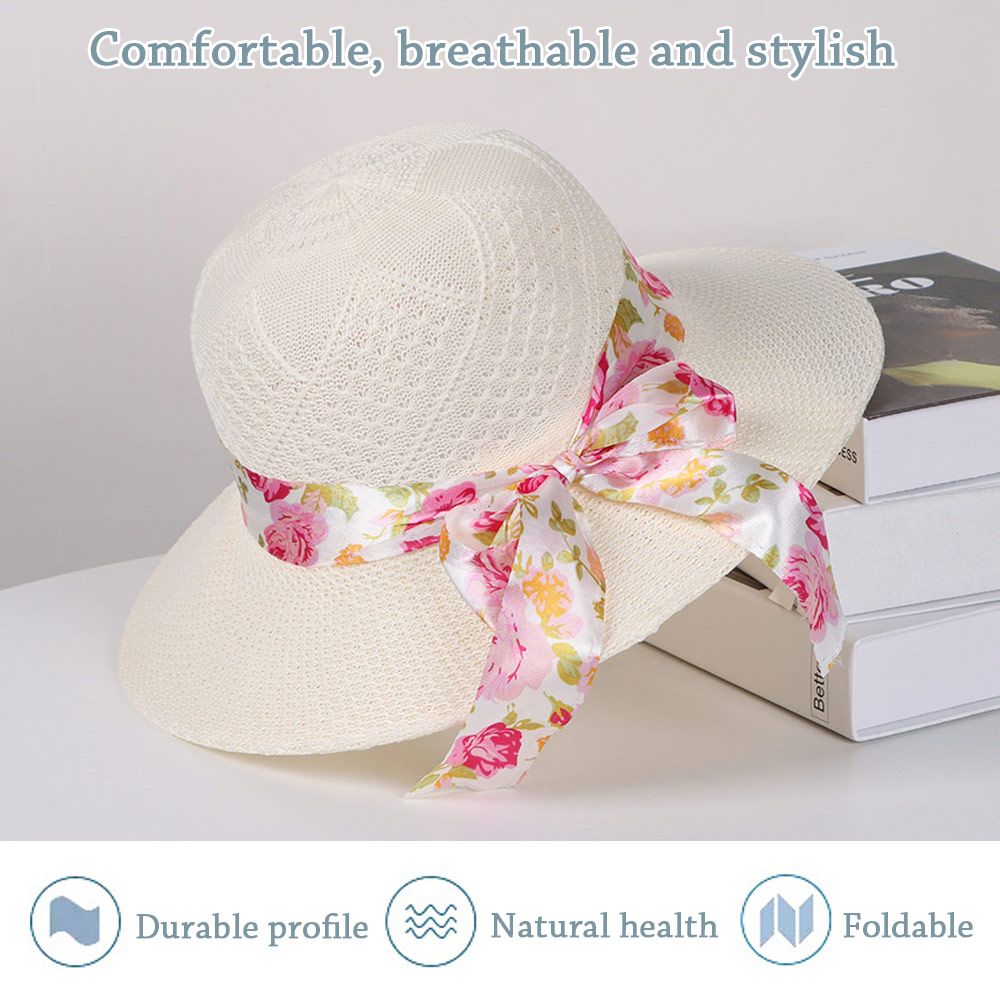 Chapeau de plage à large bord pour femme, visière pare-soleil, protection UV, chapeau en paille