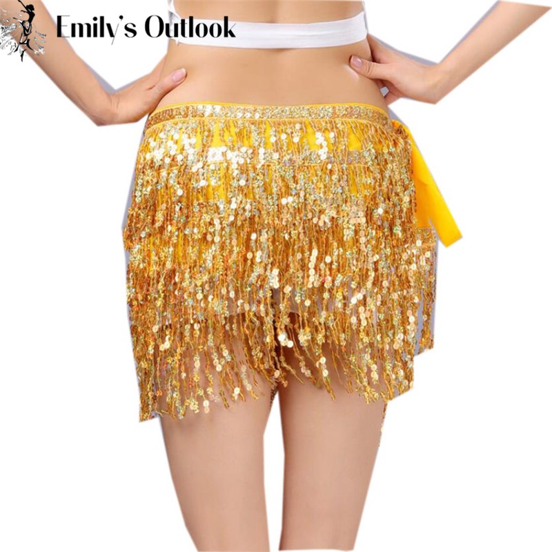 Jupe à paillettes pour femmes, danse du ventre, hanche, Mini écharpe à pampilles, ceinture enroulée Rave, Costume de fête pour spectacle sur scène, tenue de Cowgirl