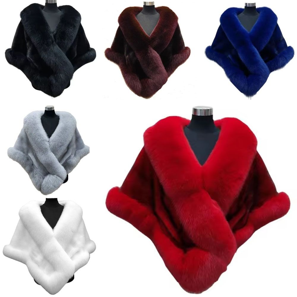 Mode hiver chaud châle épaissir mariée Cardigan Cape manteau fausse fourrure col châle nouvelle écharpe et enveloppement