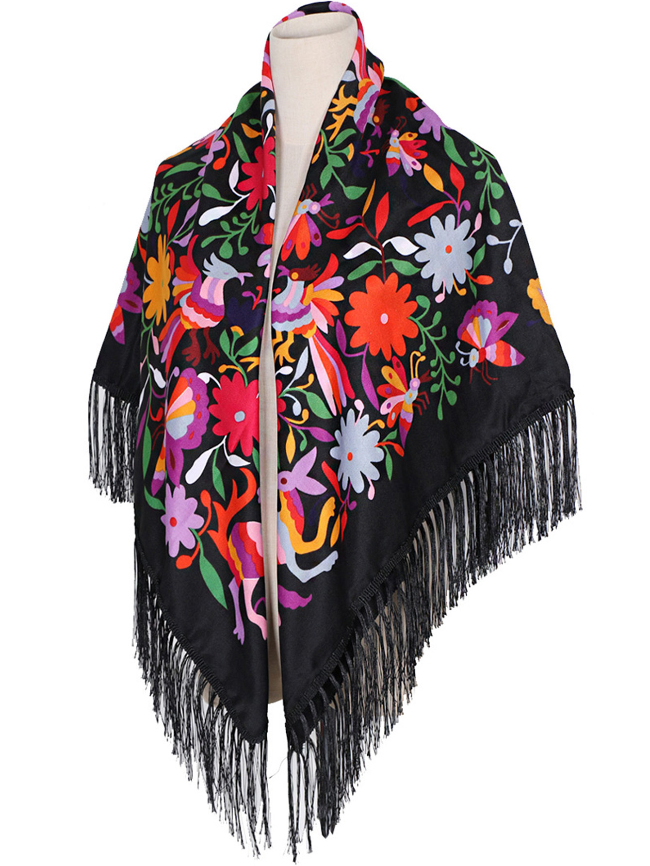 Écharpe carrée russe de luxe pour femme, châle chaud à franges, foulard imprimé floral marguerite, bandana babouchka, couverture de voyage