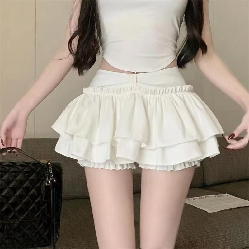 Short coréen Chic Kawaii Style Ballet jupe à plusieurs niveaux douce princesse Mini jupes élégant élastique taille haute dame jupe assortie