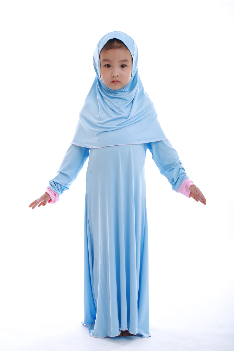 Ensembles musulmans pour Ramadan, Robe de prière pour enfants filles, Hijab Abaya arabe, longue Robe avec foulard, Kaftan islamique