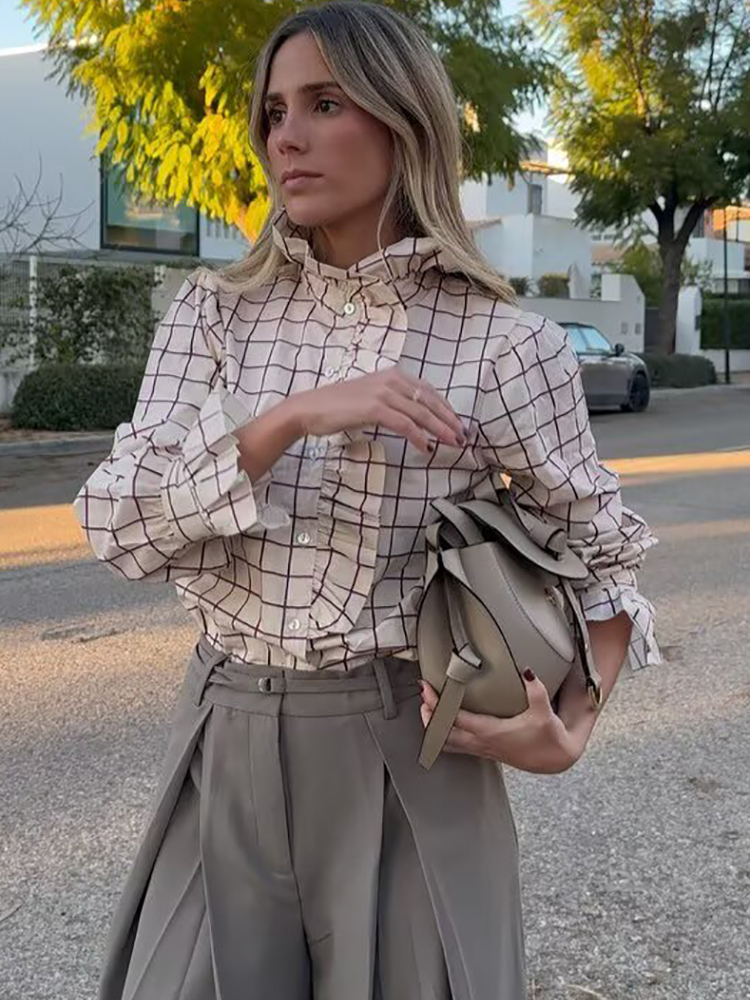 Chemisiers doux pour femmes 2025 – Blouses décontractées à rayures violettes pour soirées, hauts chics pour femmes, vêtements mignons pour filles