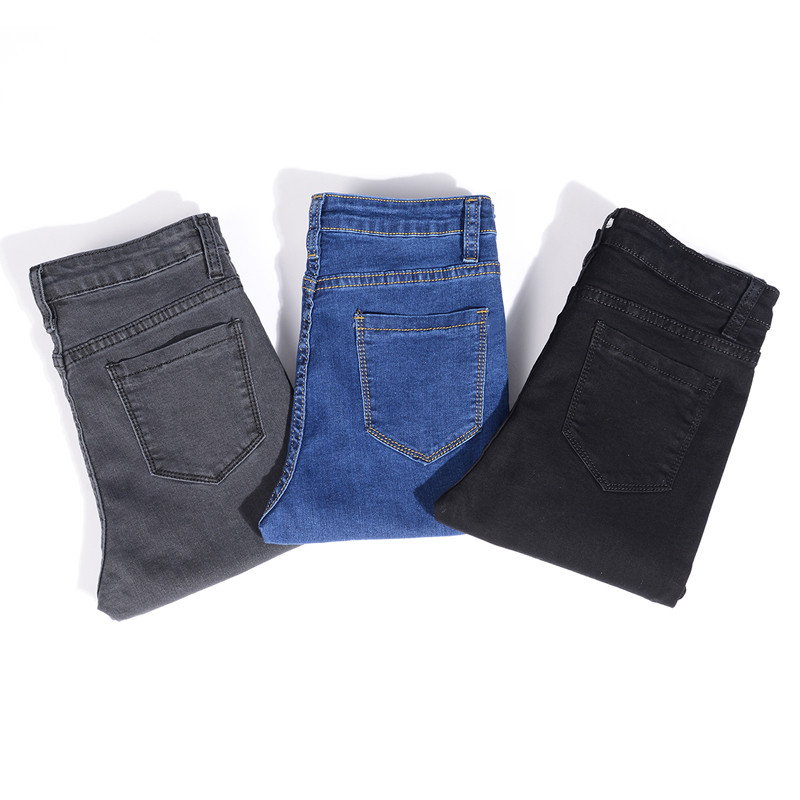 Jean pour femme maman jean bleu gris noir femme haute élastique Stretch jean femme lavé Denim maigre crayon pantalon