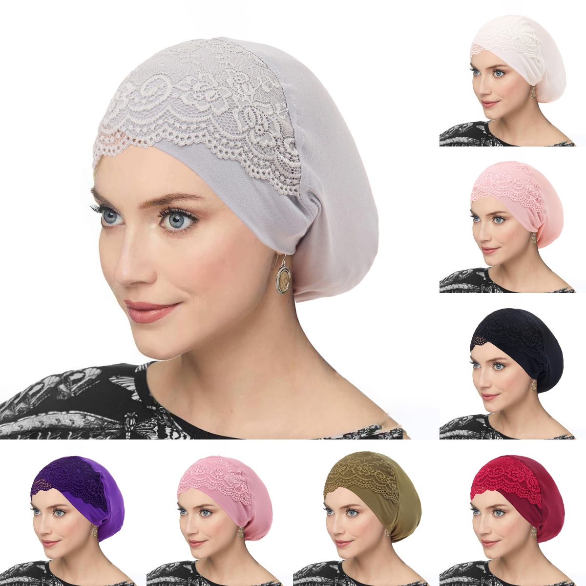 Tête croix intérieure Hijab sous-capuchon avec dentelle Turban musulman Islam sous-écharpe Hijab Bonnet doux extensible HIjabs Tube casquette Turbante