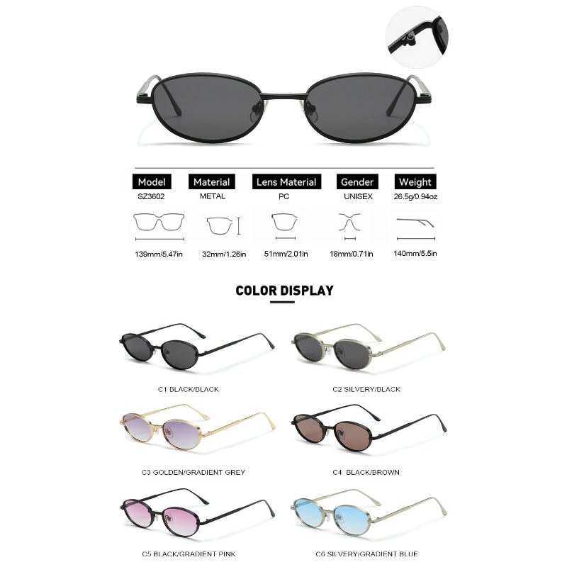 Lunettes de soleil ovales chic et personnalisées à petite monture en métal exquis pour hommes et femmes, lunettes de soleil tendance UV400, lunettes de plage pour femmes