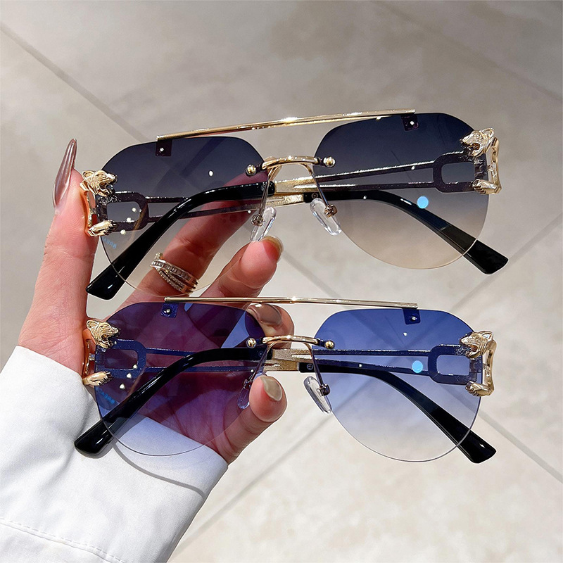 2023 Lunettes De Soleil Femmes De Luxe Sans Monture Vintage Lunettes De Mode Lunette Surdimensionné Shades De Soleil Femme Gafas De Sol Mujer Lentes