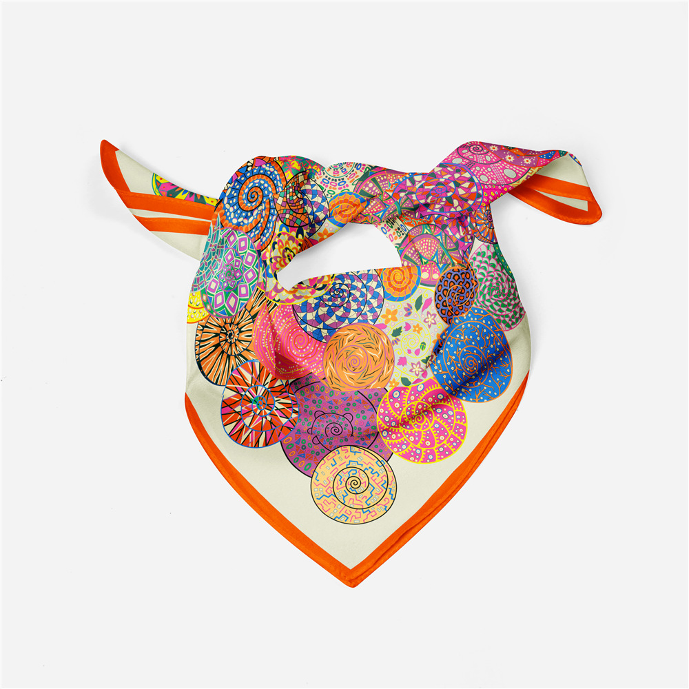 Foulard carré imprimé escargot pour femme, bandana, bande de sauna, hijab, foulard de la présidence pour dames, design de luxe, marque de mode, 53cm, 2024