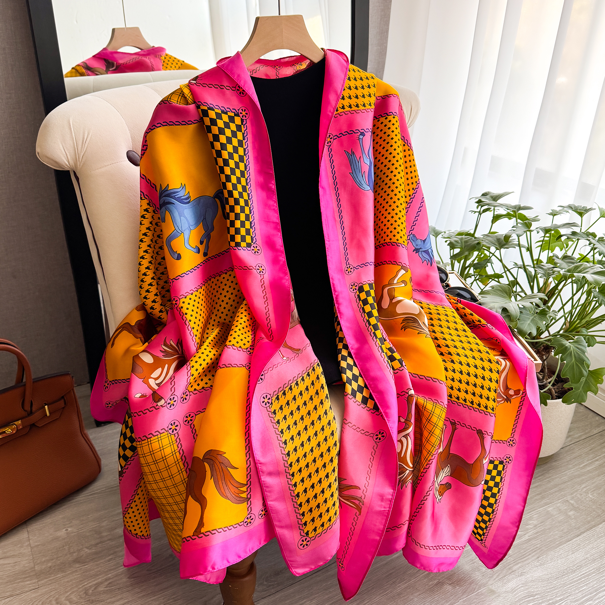 Écharpe en soie pour femme 180x90cm, châle long luxueux, doux et lisse, turban, accessoire de mode pour la plage et la protection solaire en extérieur