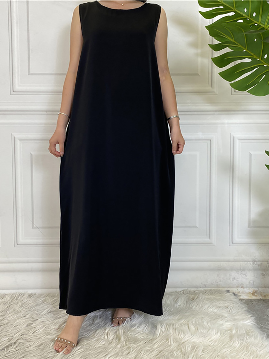 Dubaï Abaya Robe tout-Match tenue décontracté sans manches robes intérieures musulmanes pour les femmes Robe modeste Caftan vêtements islamiques marocains