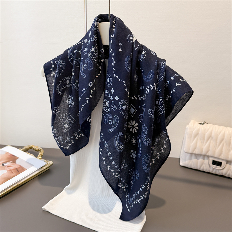 Foulard carré rétro imprimé Paisley, 65x65cm, sensation de coton, foulard chaud, décoration pour femmes, Foulard doux, Bandana, printemps automne