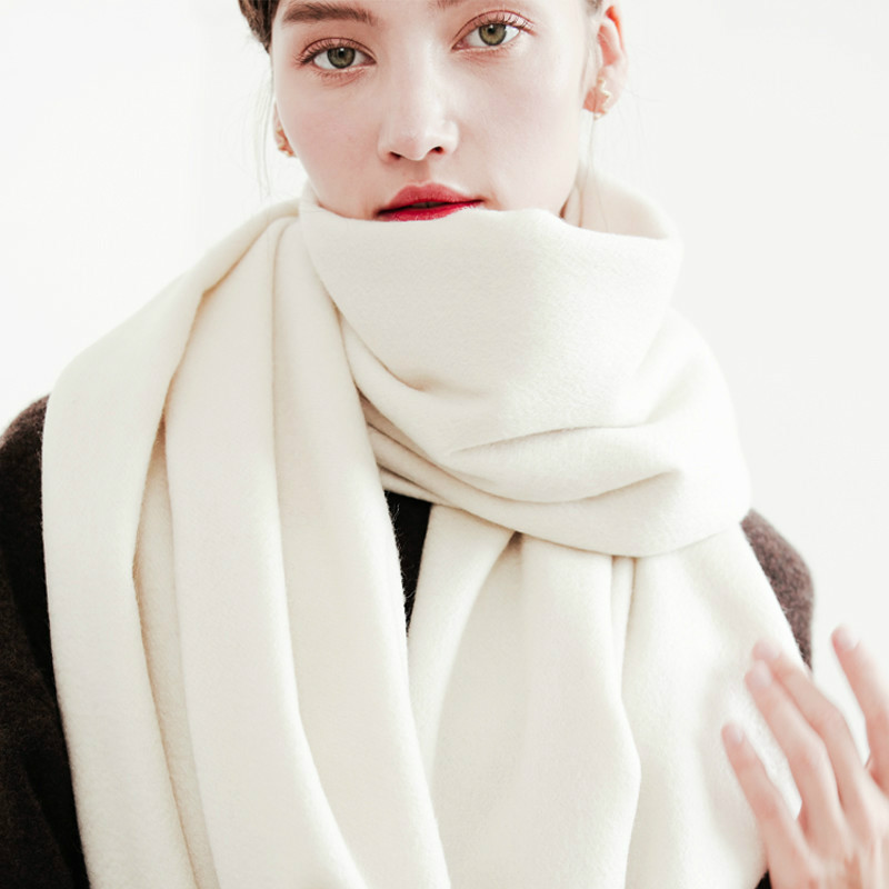 Femmes écharpe hiver laine châle blanc châle épaissi grande taille longue écharpe 100% laine écharpe pour Lades 2021 nouvelle vente chaude mode