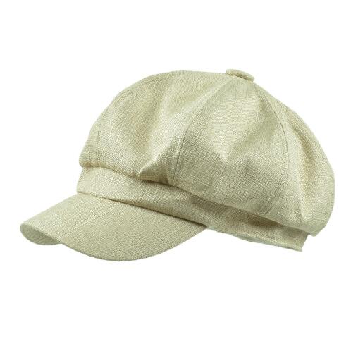 Casquette fine gavroche en coton et lin pour femmes, chapeaux béret pour femmes, casquette octogonale beige solide vintage, casquette d'artiste pour garçon boulanger, été