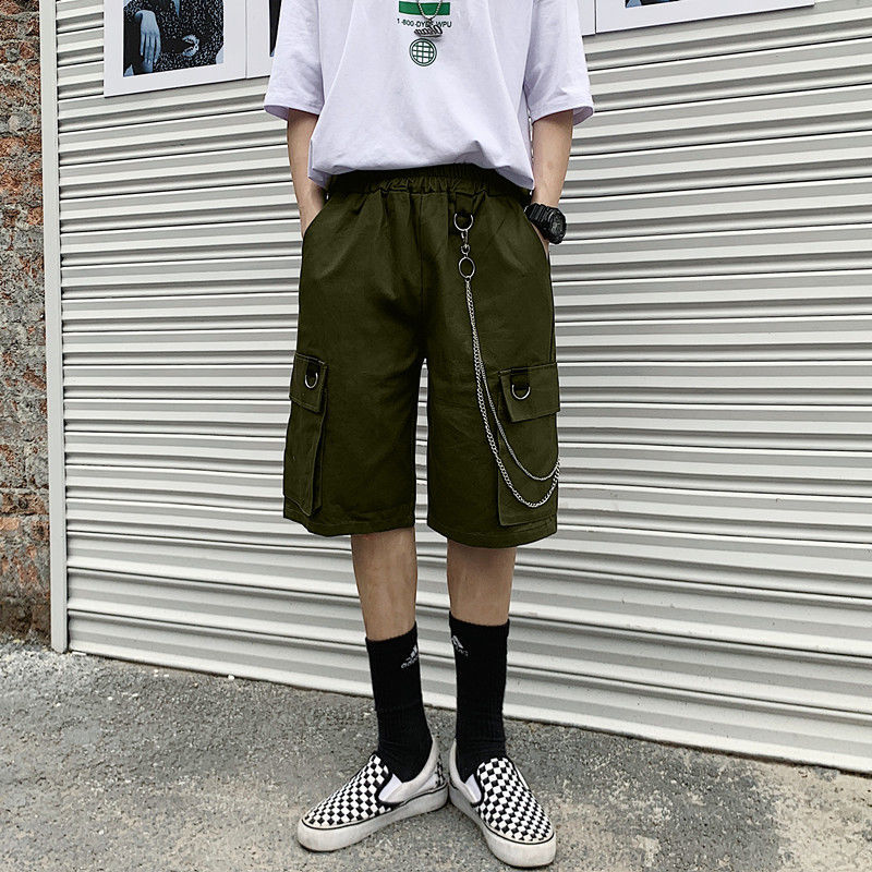 Short cargo décontracté coréen pour hommes, pantalon de sport adt, pantalon à jambe large, jogging à cinq points, streetwear d'été