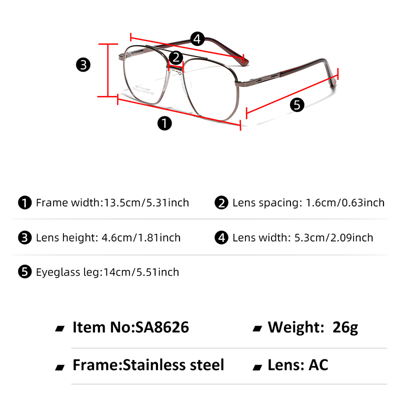 Lunettes à double faisceau pour femmes et hommes, lunettes de pilote, grand cadre, myopie, contrevenants optiques, polyvalent, mode