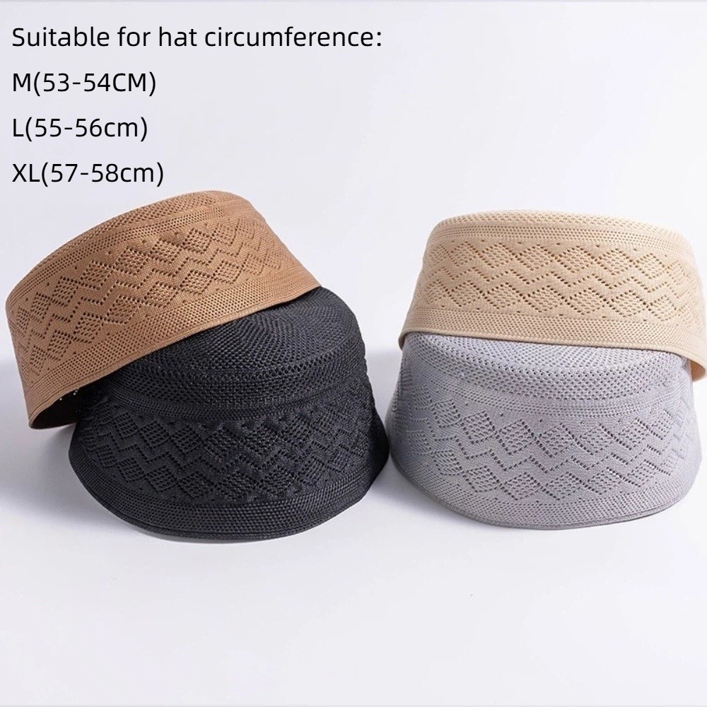 Nouveau chapeau ethnique en tricot crocheté, maille respirante, dessus plat, coton fin, chapeau islamique pour hommes
