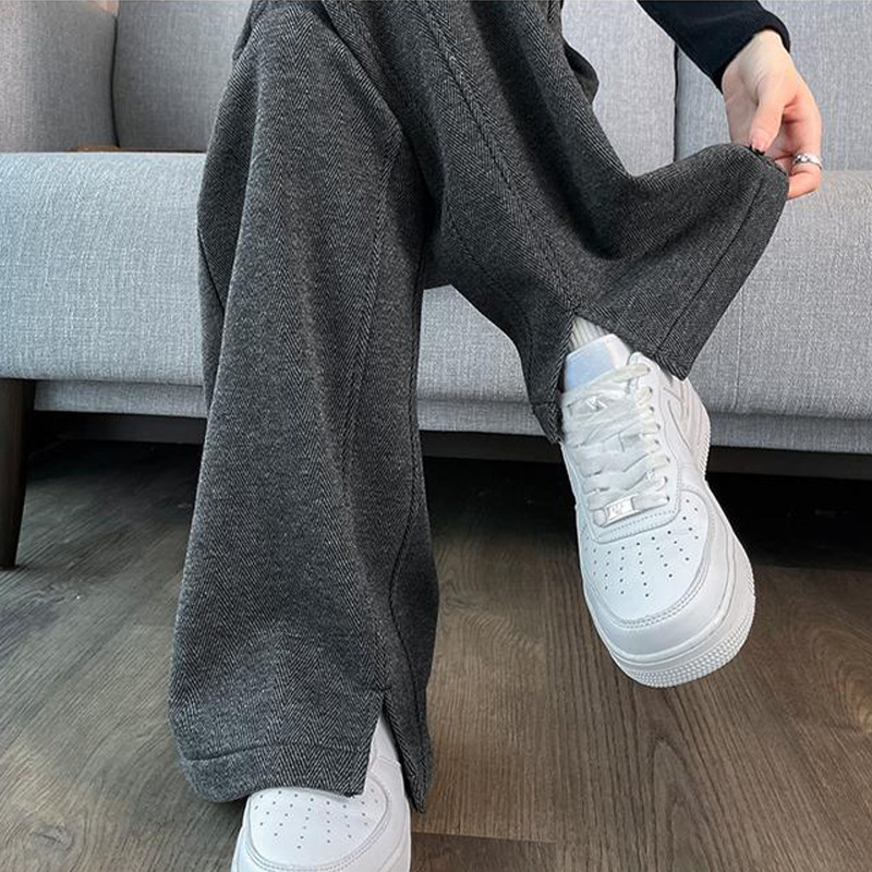 Pantalon à jambes larges taille haute coupe droite vente de trajet mode coréenne pantalon décontracté pour les femmes automne hiver