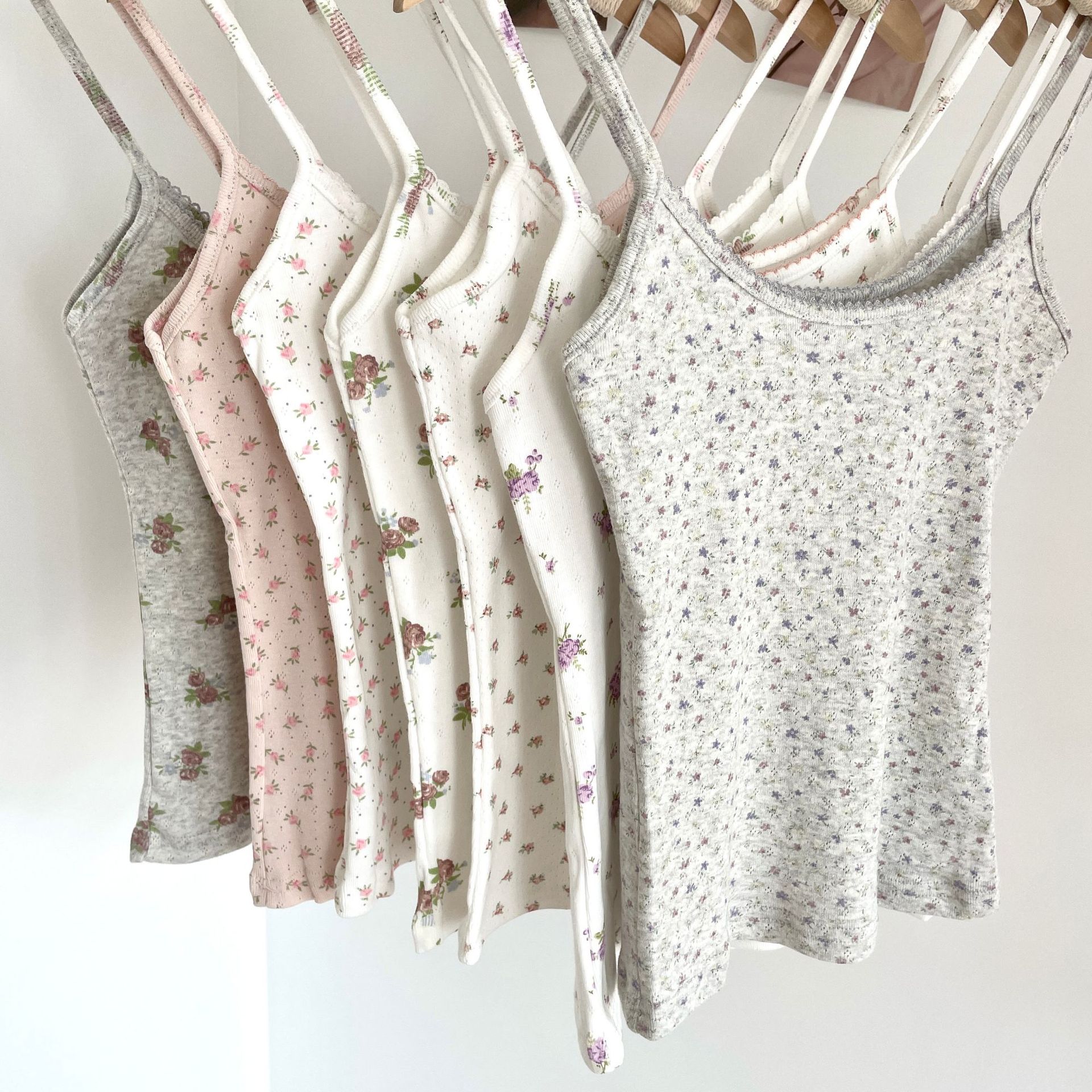 Camisole en coton à imprimé floral pour femme, style Y2K, débardeur d'été simple, streetwear, sans manches, mignon et élégant, style preppy