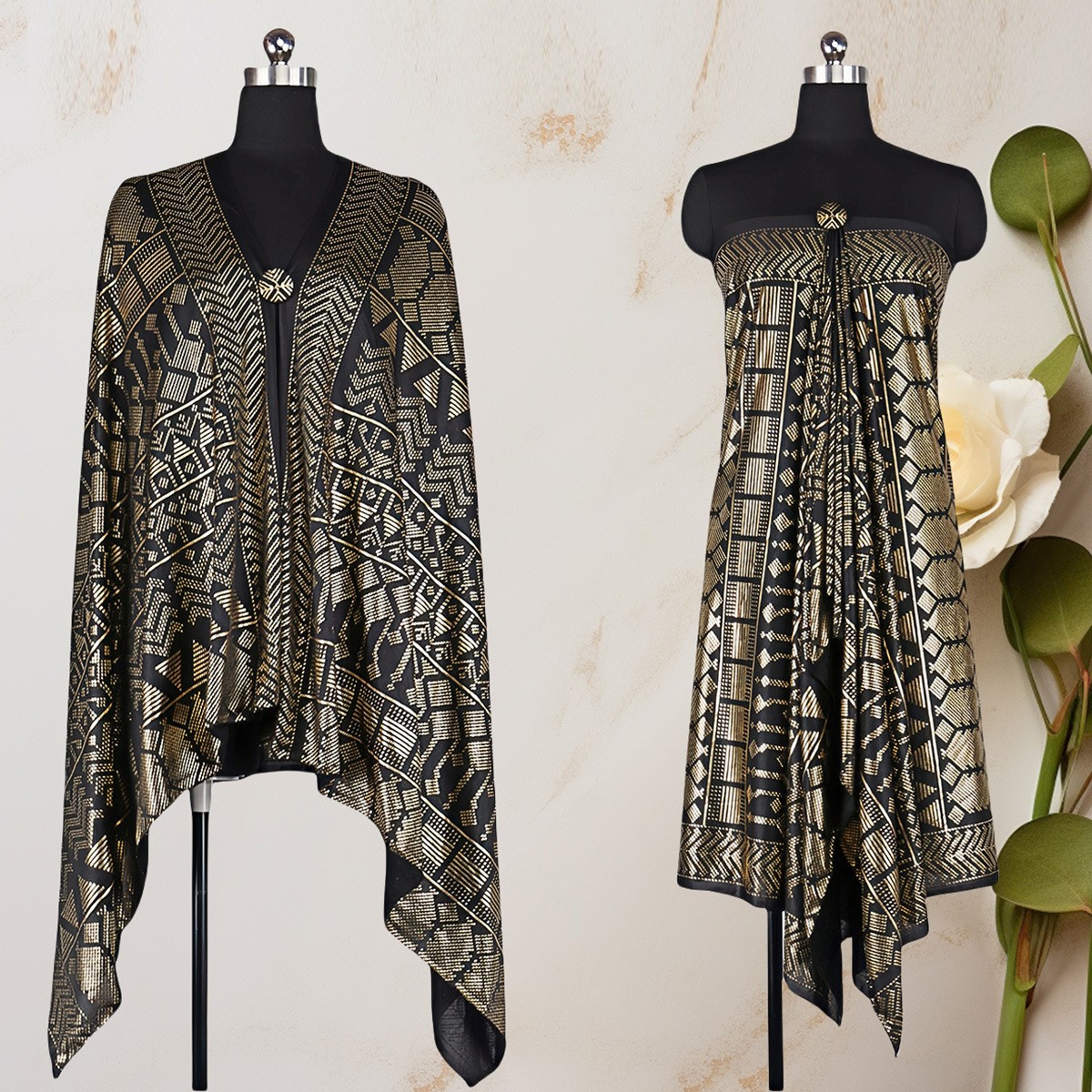 Écharpe de Style rétro pour femme, avec estampage doré, polyvalente, élégante, à la mode, avec boutons, châle chaud, nouvelle collection