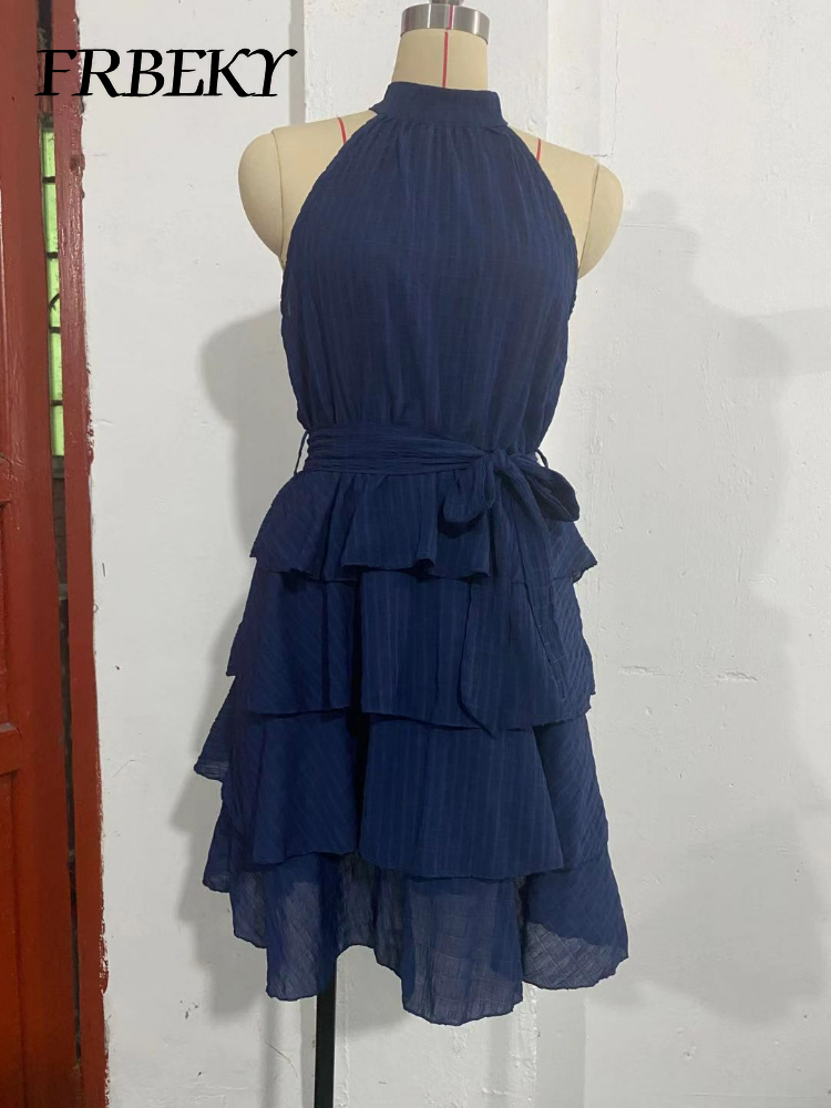 Robe à volants en fibre patchwork pour femmes, robes de soirée, robes d'été élégantes, nouveau, 2024
