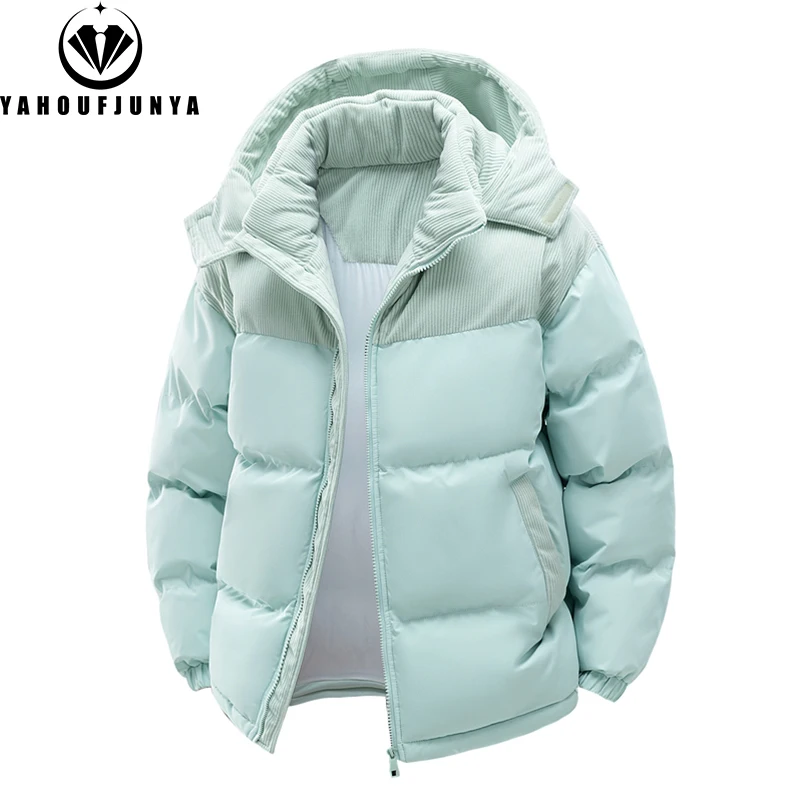 Veste coupe-vent à capuche perfectionnée pour hommes, parkas monochromes, vêtements d'extérieur chauds décontractés pour hommes, mode extérieure, automne, hiver
