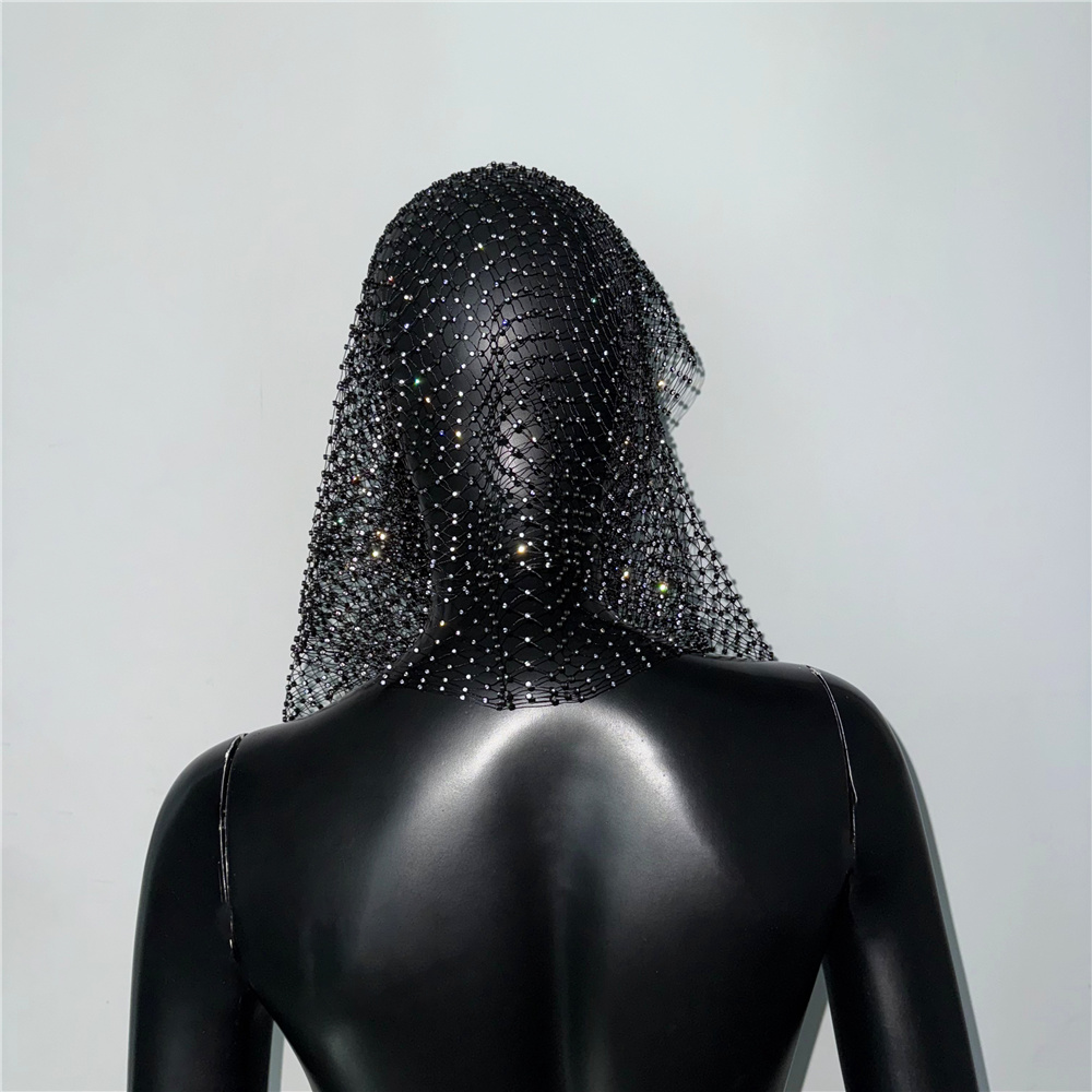 Foulard à paillettes en résille avec strass, couvre-visage brillant, accessoire de mode bohème pour femme, idéal pour festivals, soirées et clubs