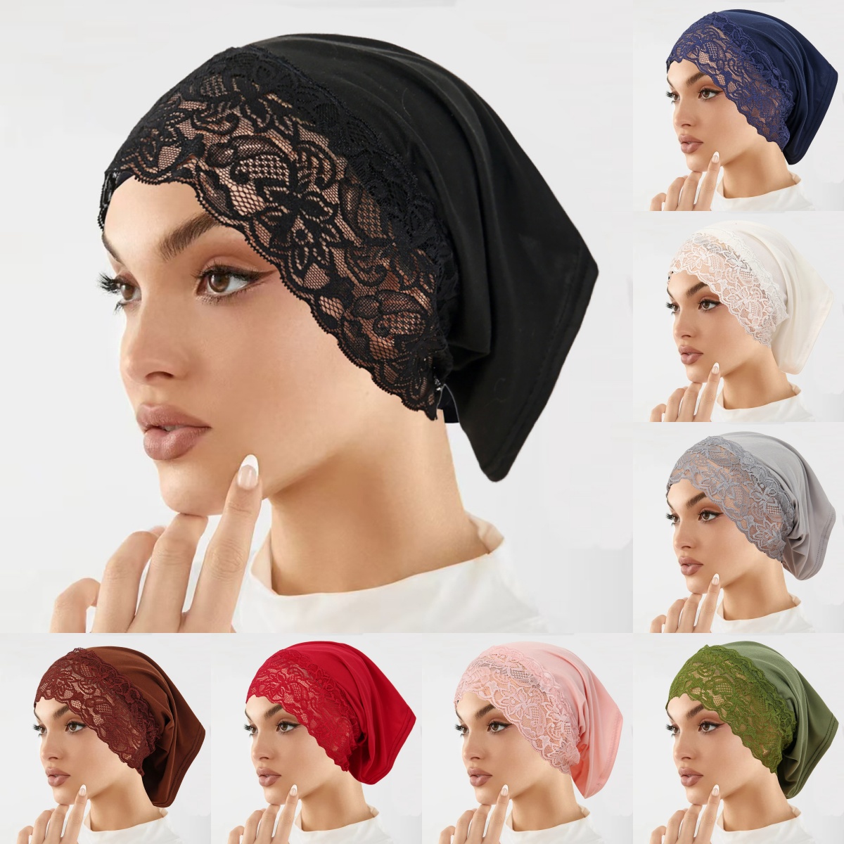 Nouveau sous-hijab 2026 avec dentelle, turban musulman, sous-voile islamique, bonnet hijab doux et extensible, bonnet tube, turbante