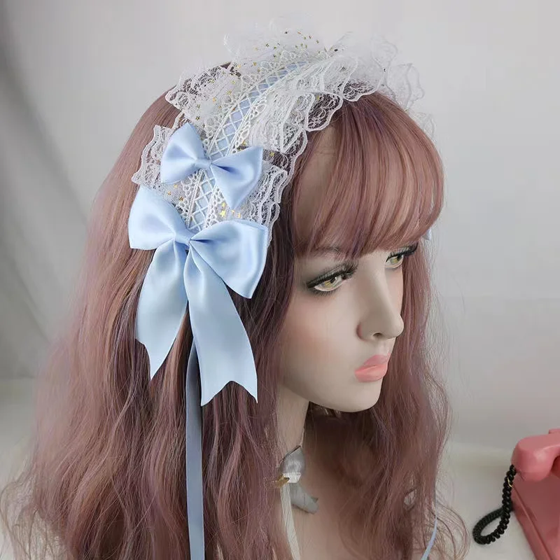 Serre-tête Lolita en dentelle fait à la main pour filles, accessoire de cheveux