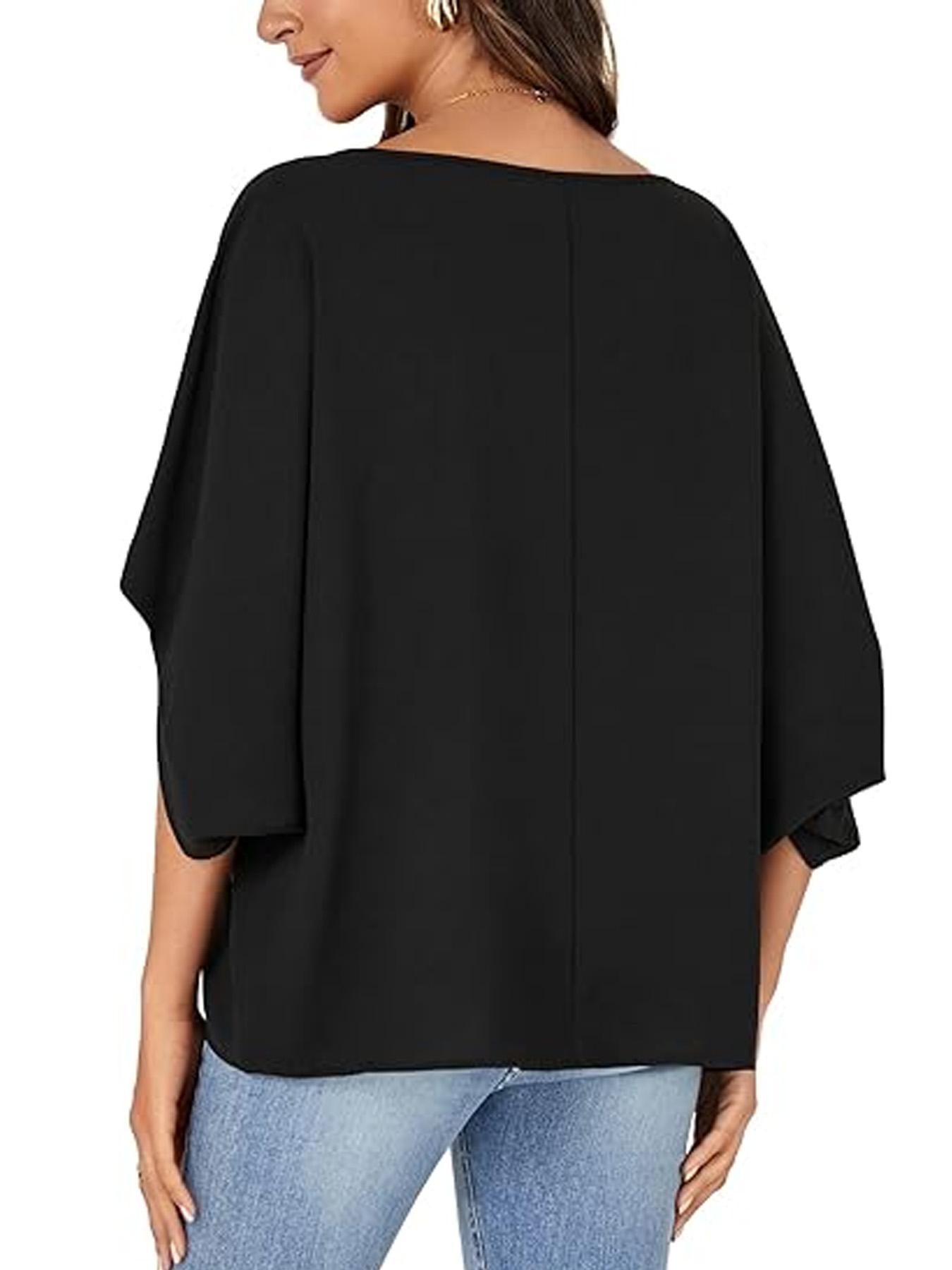 Chemise à manches chauve-souris pour femme, chemisier élégant et confortable pour un usage décontracté, haut tendance pour toutes les occasions