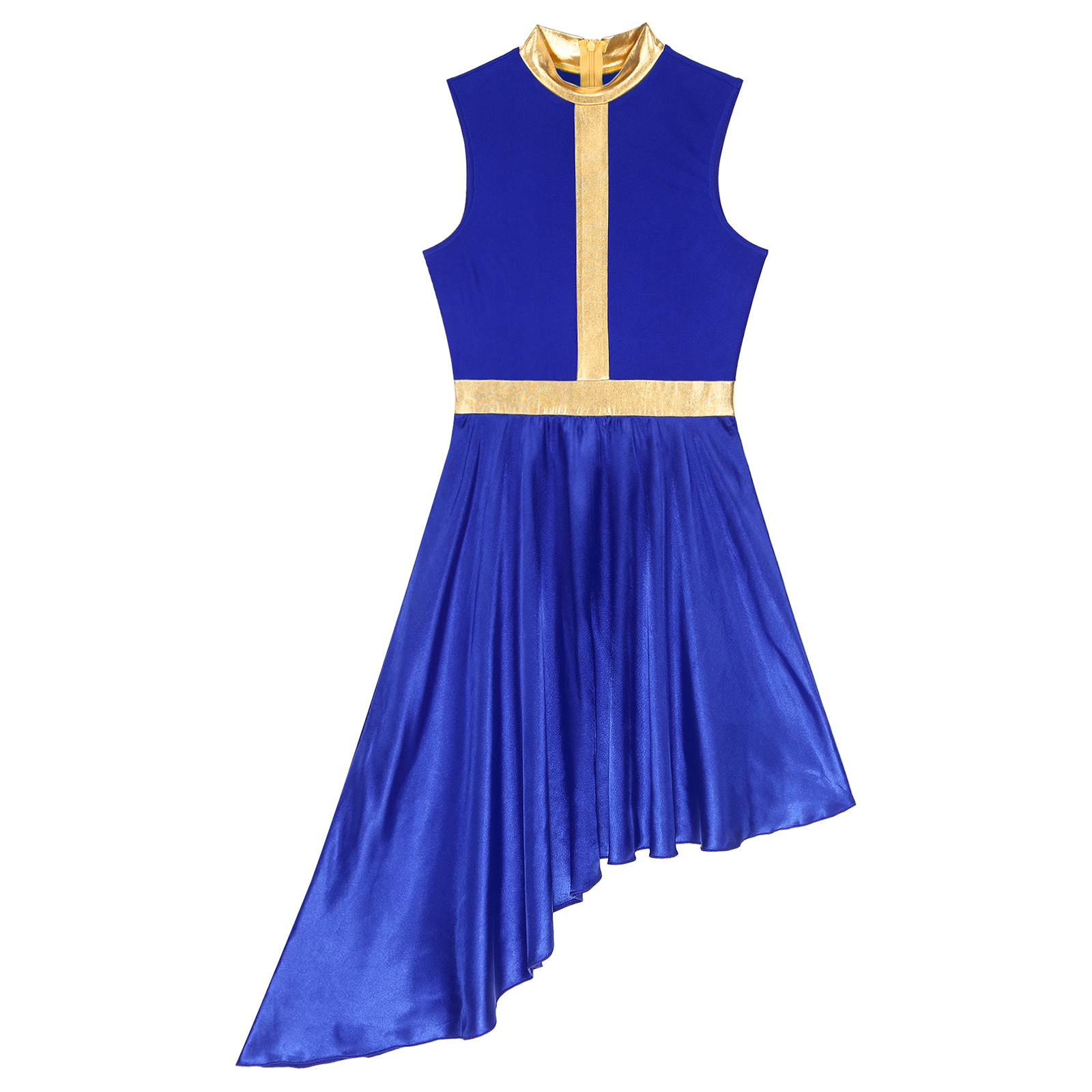 Robe de danse lyrique pour femmes, Costume de Ballet contemporain moderne, sans manches, maille en Tulle, jupe haute et basse, vêtements de danse liturgiques