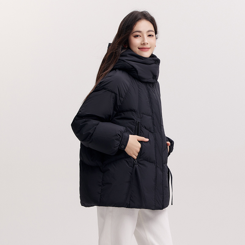 Semir mi-longue doudoune femmes coupe ample à capuche texturé manteau 2025 nouvelles femmes manteaux d'hiver décontracté Style chaud