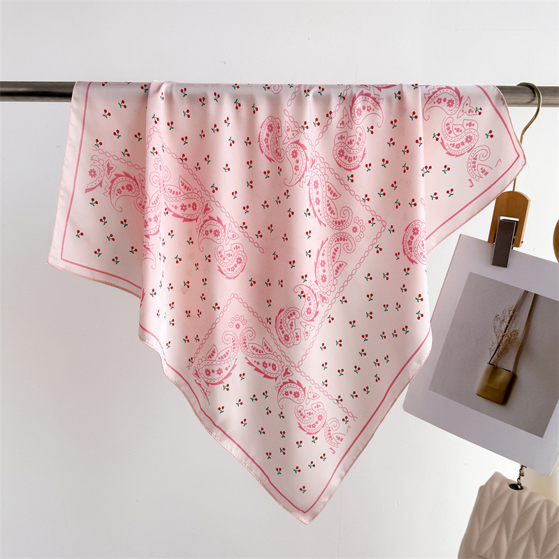Foulard imprimé Paisley rose pour femmes, Foulard carré en soie, Bandana, Foulard féminin, décoration à la mode, Hijab, cravates pour dames