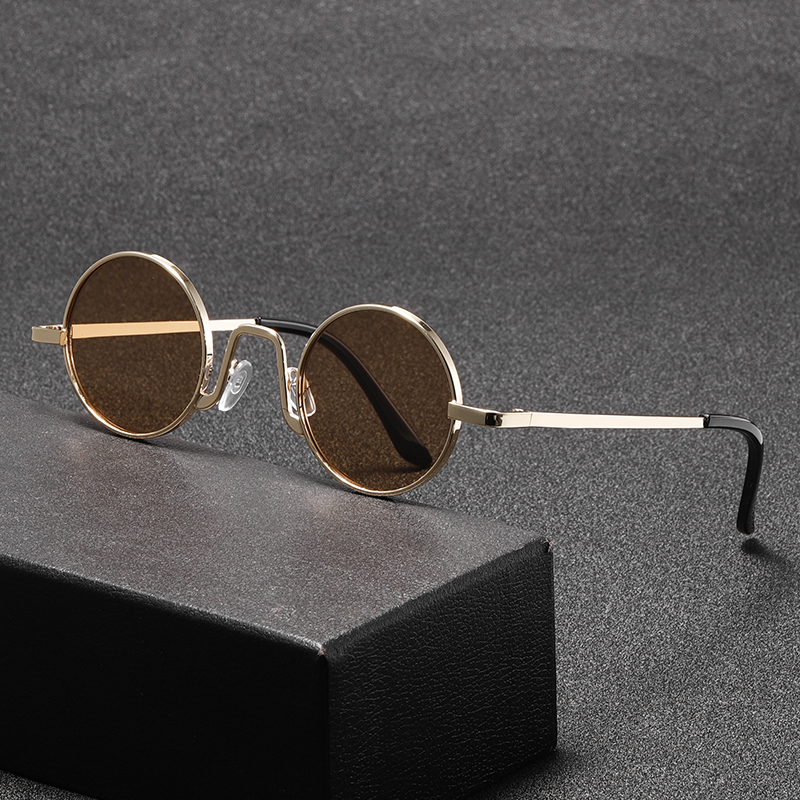 Lunettes de soleil Hippie rondes rétro pour femmes et hommes, tendance Punk Disco, lunettes de fête, cercle en métal, Protection UV