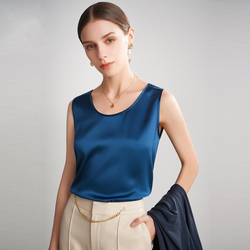 Haut sans manches en soie véritable pour femmes, vêtements d'été multicolores, débardeur, médicaments de base, pur, nature, mode, 100%