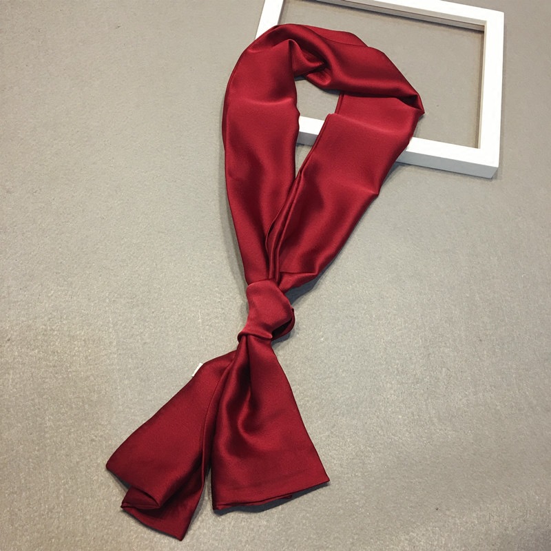 Mode foulard femmes bandeau cheveux écharpe soie Satin sac foulards femme 145*15 cm longues enveloppes noir rouge rose écharpes pour dames