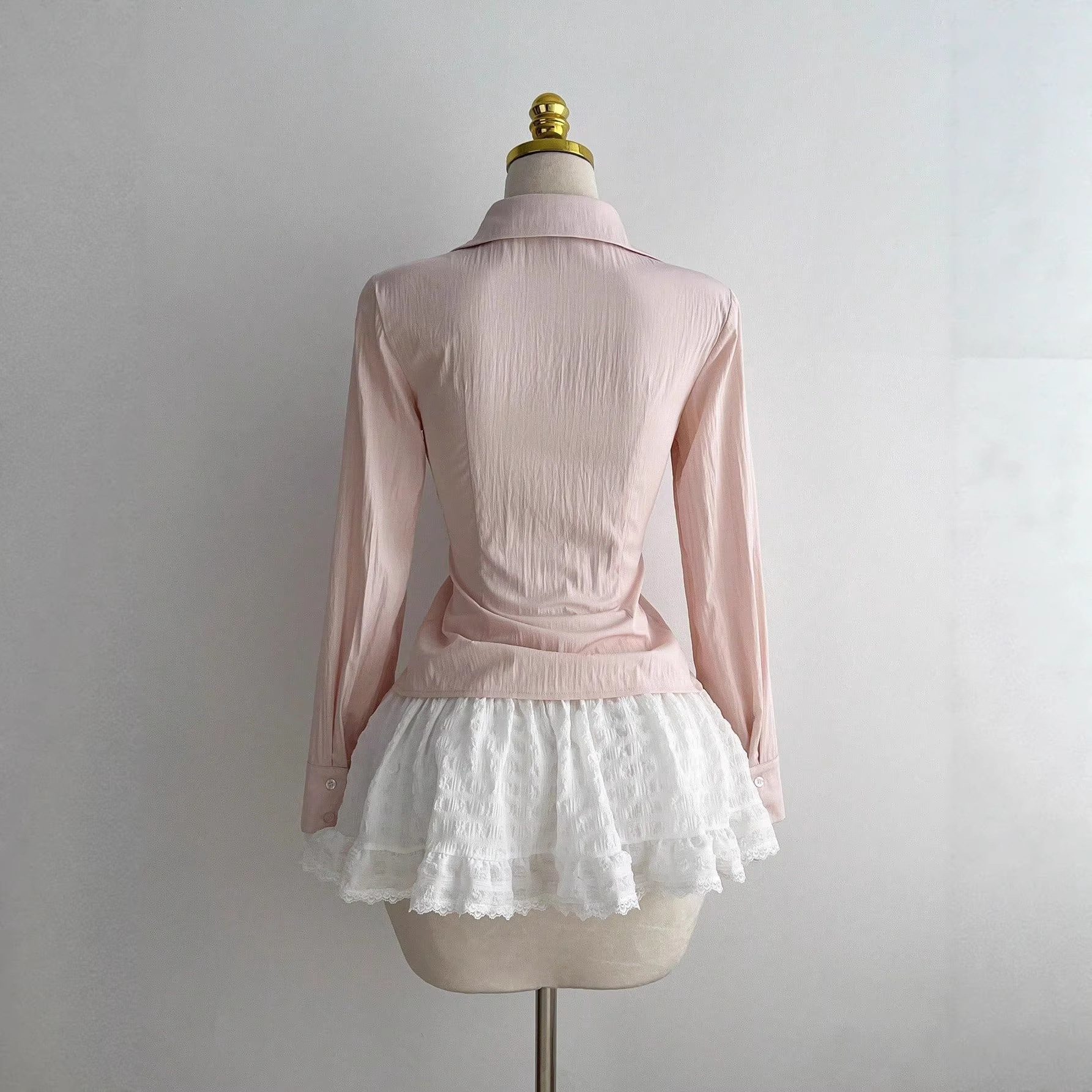 Chemisiers Femme Col Rabattu Manches Longues Tops Unis Coupe Ajustée Y2K Streetwear Élégant Chemises de Travail à Empiècements Printemps 2026