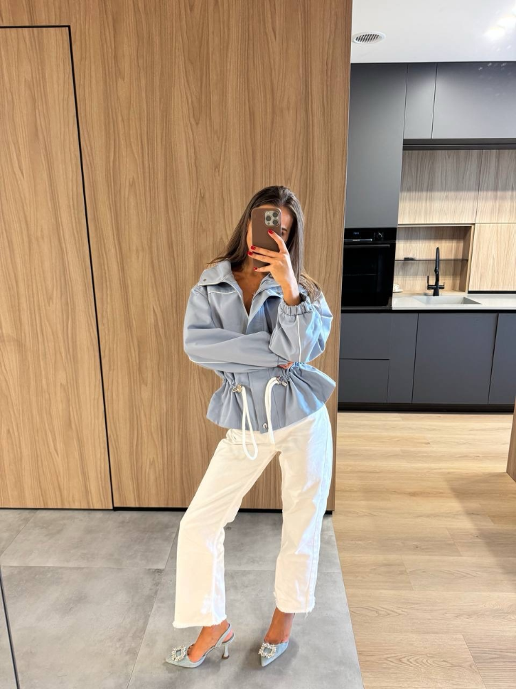 Nouvelle Veste Courte Femme Tendance à Cordon de Serrage, Col Revers, Manches Longues, Simple Boutonnage, Coupe Slim, Printemps Automne 2026, Tenue Quotidienne Urbaine