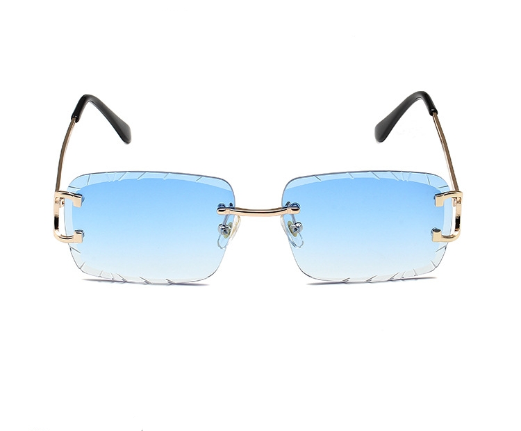 Lunettes carrées sans monture tendance en métal de haute qualité pour hommes et femmes, lunettes de soleil style street shot