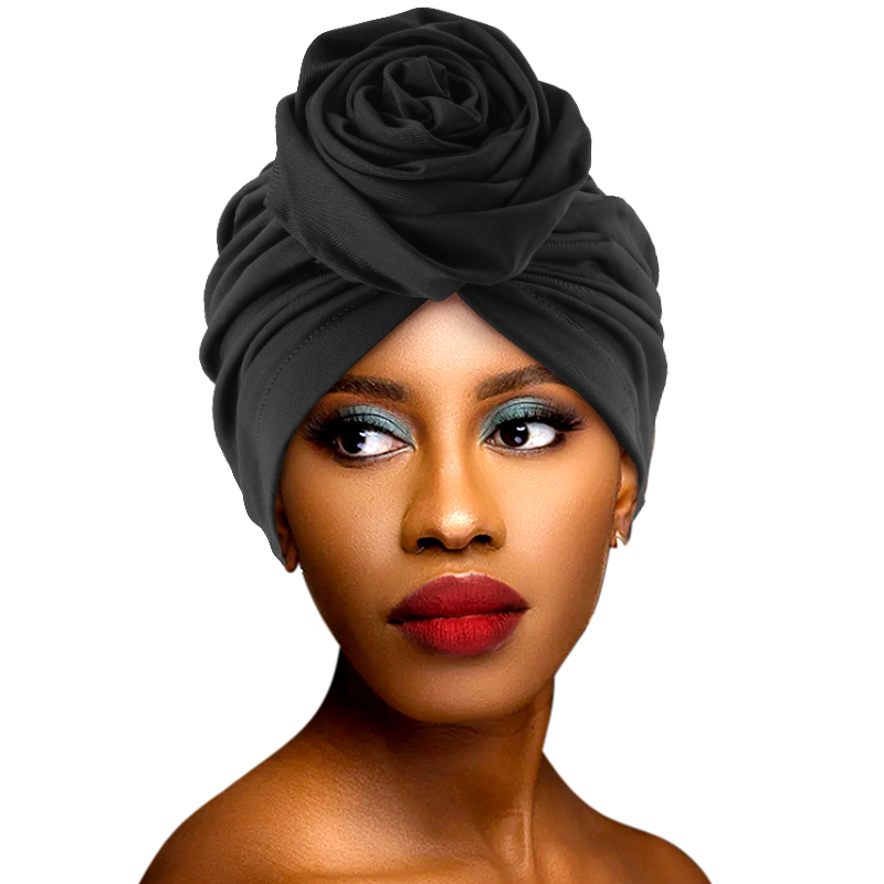 Bonnet turban à grande fleur pour femme, casquettes hijab musulmanes, bandana pour dames, bonnet chimio, chapeau africain, fête de mariage, pièce de sauna